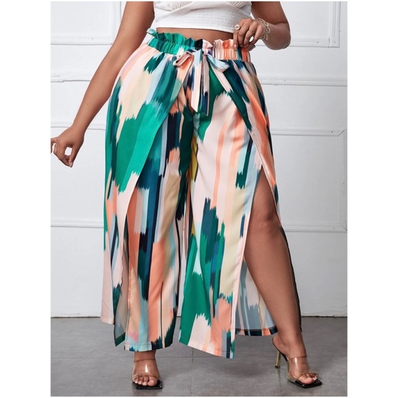 Plus Water Color Wide Leg Palazzo Lounge Pants - Picture 4 of 5